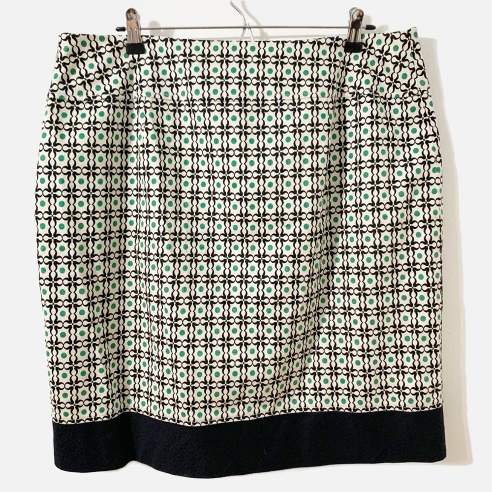 Ann Taylor Factory Fully Lined Cotton Blend Skirt Side Invisible Zip Black Band